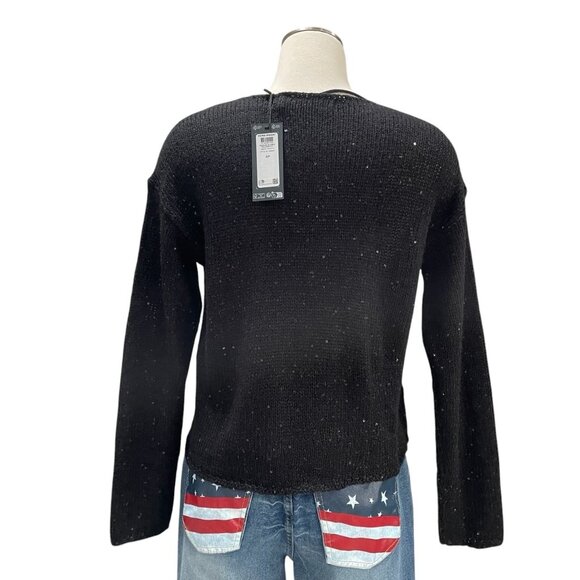 Vero Moda Black Sparkle Long Sleeve Pullover Sweater S Casual Work Minimalist - Picture 5 of 9